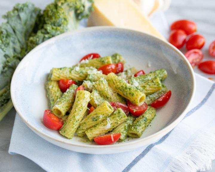Kale Parmesan Pesto Rigatoni