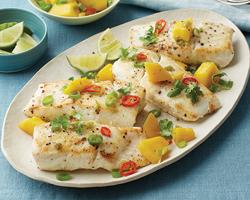 Thai-Style Halibut with Mango Relish