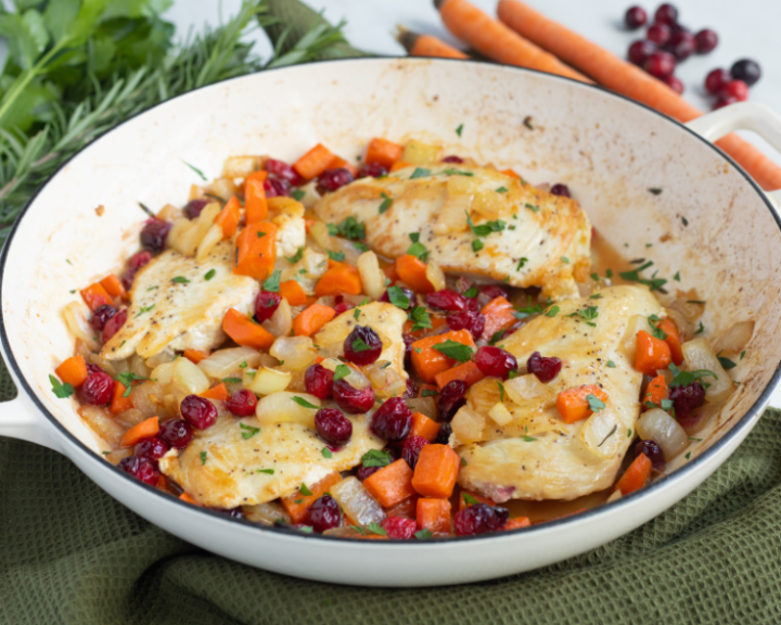 Roasted Chicken with Vegetables and Cranberries