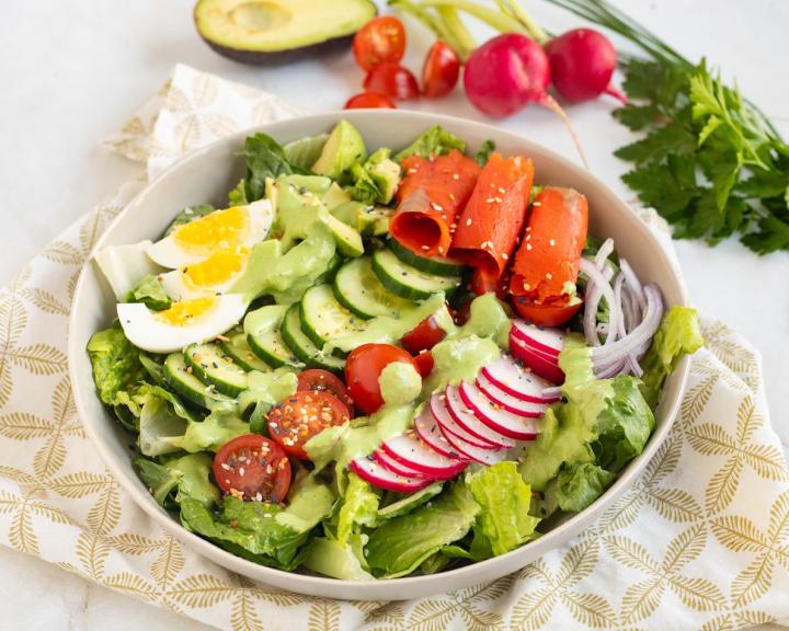 Green Goddess Salad with Smoked Salmon & Everything Bagel Seasoning