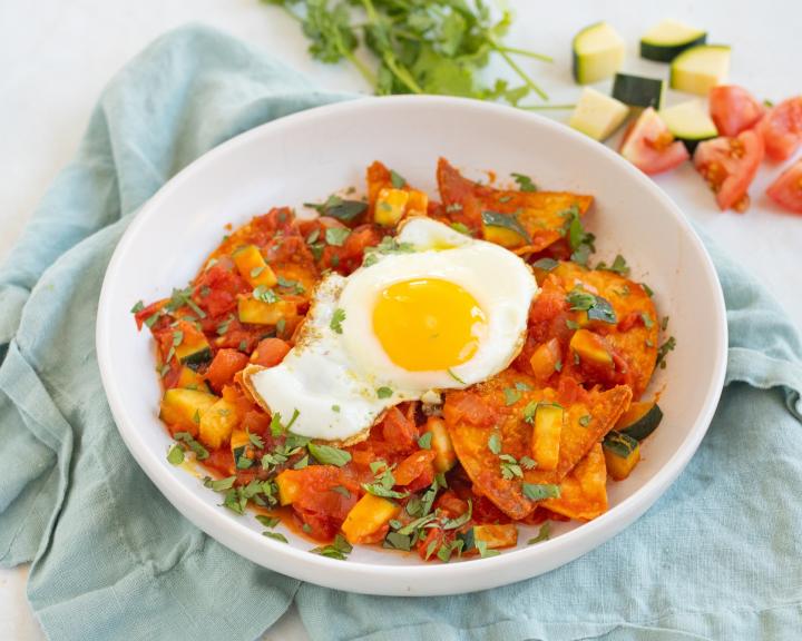 Chilaquiles with Sunny-Side-Up Eggs
