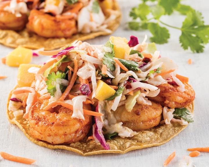 Smoky Shrimp Tostadas with Chipotle Mango Slaw
