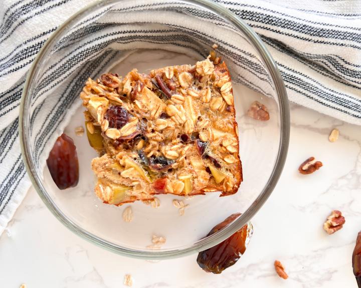 Apple, Cranberry, and California Dates Oatmeal Bake